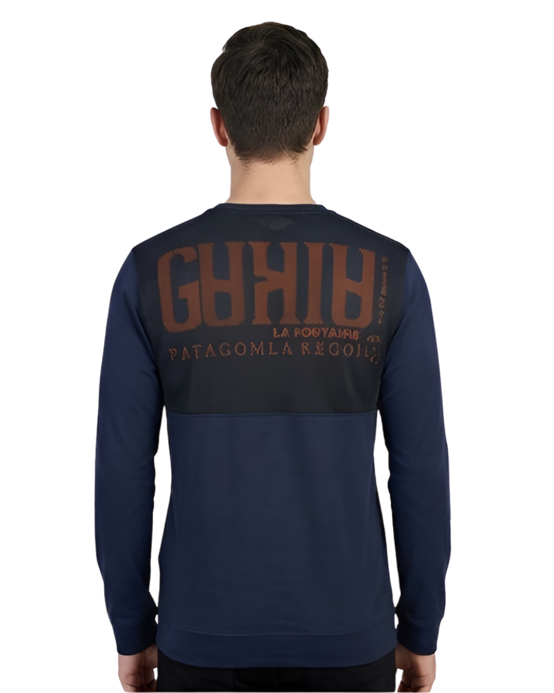 Men's Navy Adventure Print Sweatshirt | Full Sleeve Mesh-Back Active Wear Design