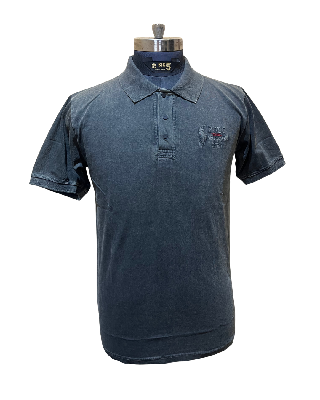 Men's Navy Polo Collar T-Shirt | Premium Soft Fabric with Embroidered Chest Logo