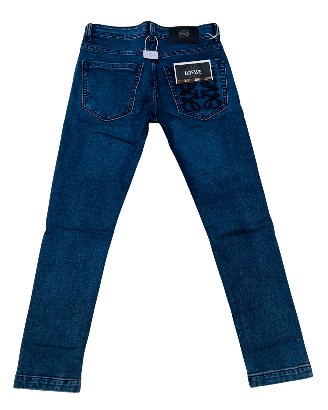 Men’s Premium Slim-Fit LOEWE Jeans | Soft Stretch Denim with Signature Embroidery