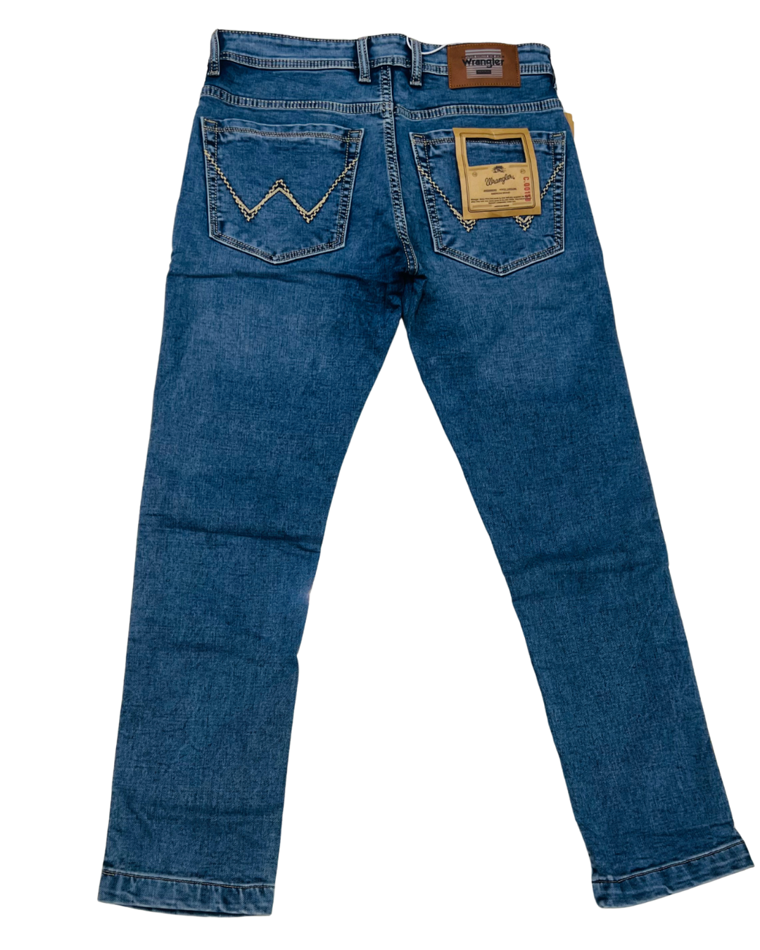 Men’s Wrangler-Style Slim-Fit Stretch Jeans | Mid-Blue Wash | Premium Daily Wear Denim