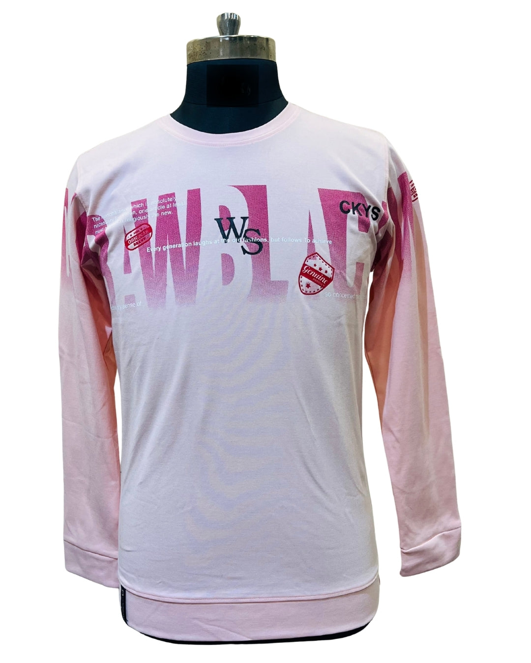 Men’s Stylish Pink Full Sleeve T-Shirt | Modern Typographic Print