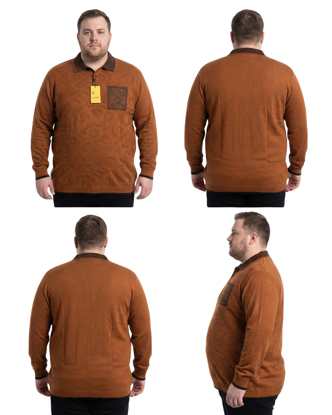 Men’s Plus Size Premium Textured Knit Polo T-Shirt