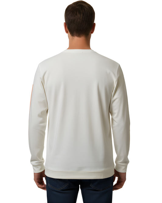 Men's Cream Graphic Art Sweatshirt | Full Sleeve with 3D Textured “A” Print Design
