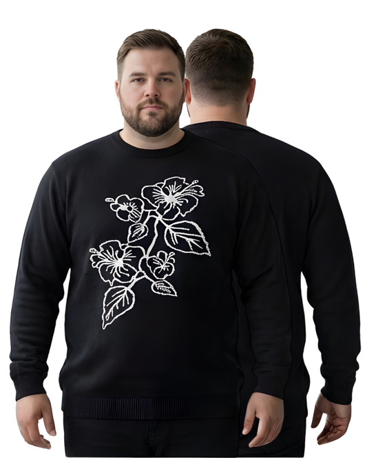 Men’s Black Floral Embroidered Sweatshirt (3XL–6XL)