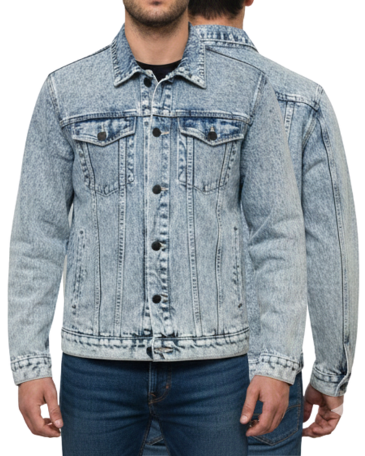 Men’s Premium Oversized Denim Jacket | Vintage Wash | Classic Button-Down Style