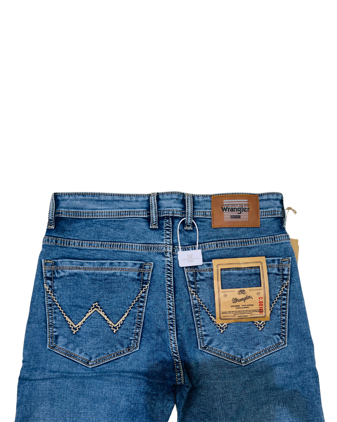 Men’s Wrangler-Style Slim-Fit Stretch Jeans | Mid-Blue Wash | Premium Daily Wear Denim