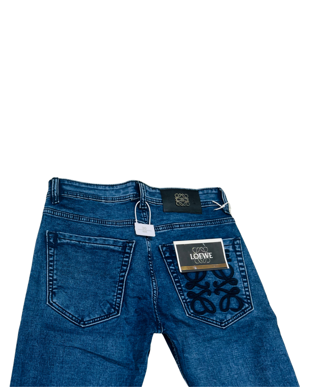 Men’s Premium Slim-Fit LOEWE Jeans | Soft Stretch Denim with Signature Embroidery