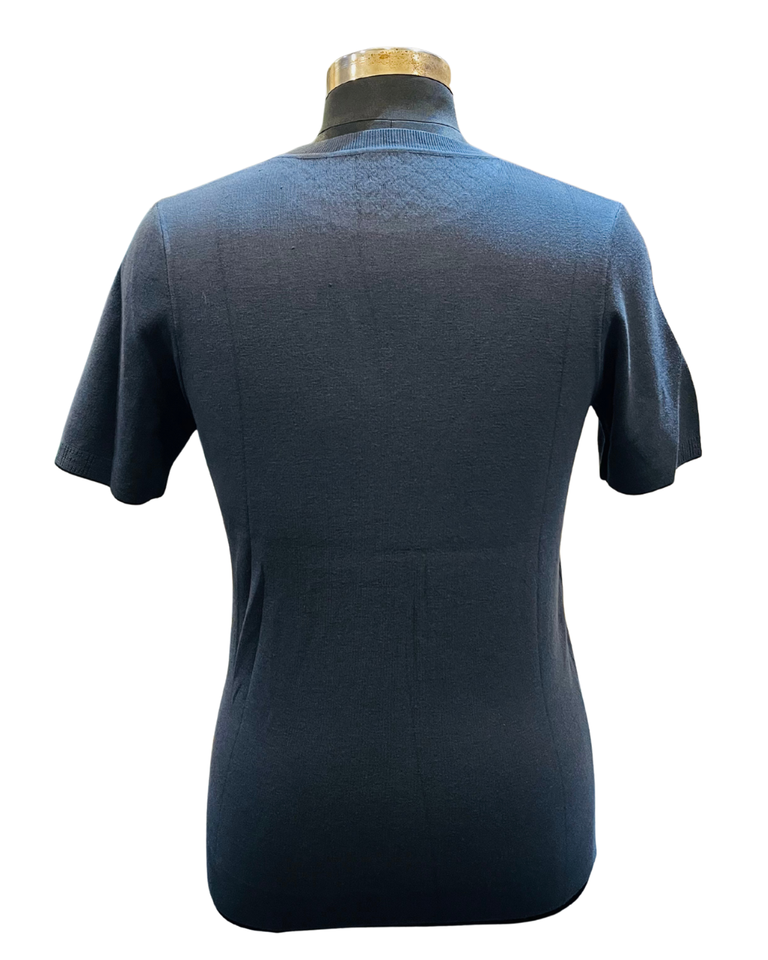 Men's Blue Textured Knit T-Shirt | Half Sleeve with Embroidered Logo Design