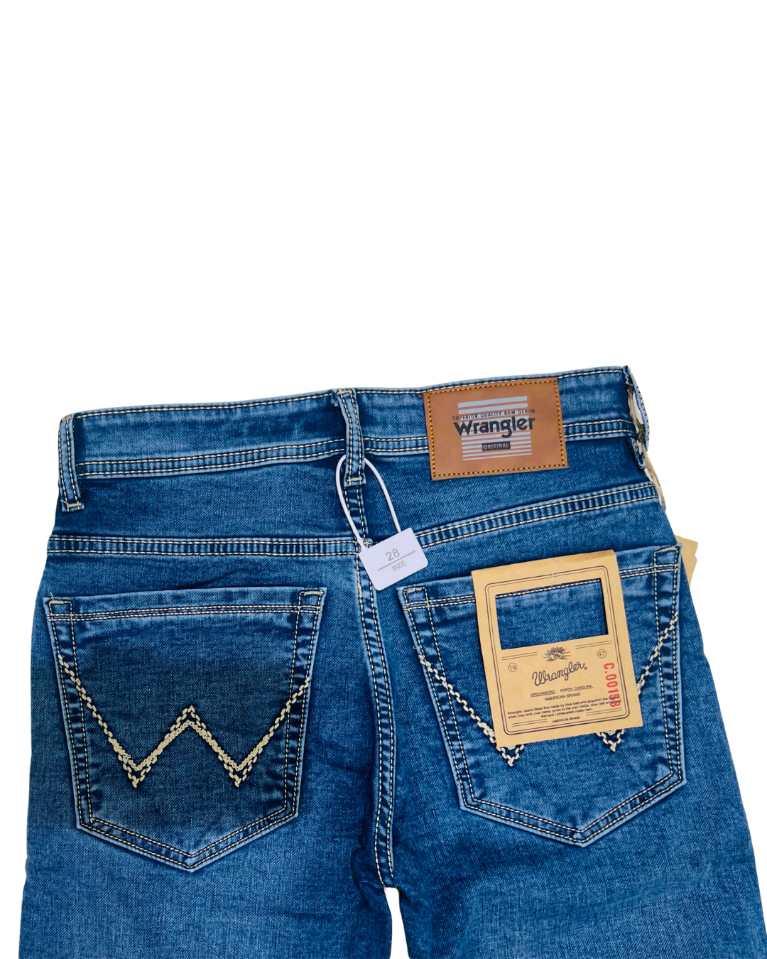 Men’s Wrangler-Style Slim-Fit Stretch Jeans | Mid-Blue Wash | Premium Daily Wear Denim