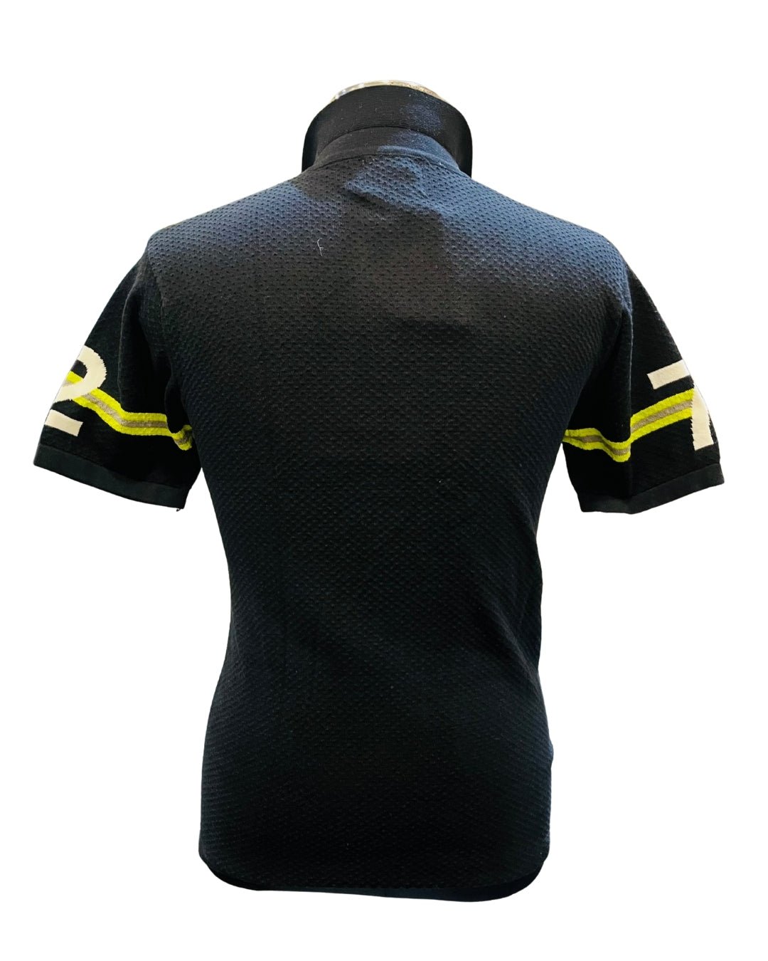 Men’s Dark Blue Turkish Knit Polo T-Shirt – Zip Neck, Half Sleeves & DIOR Print