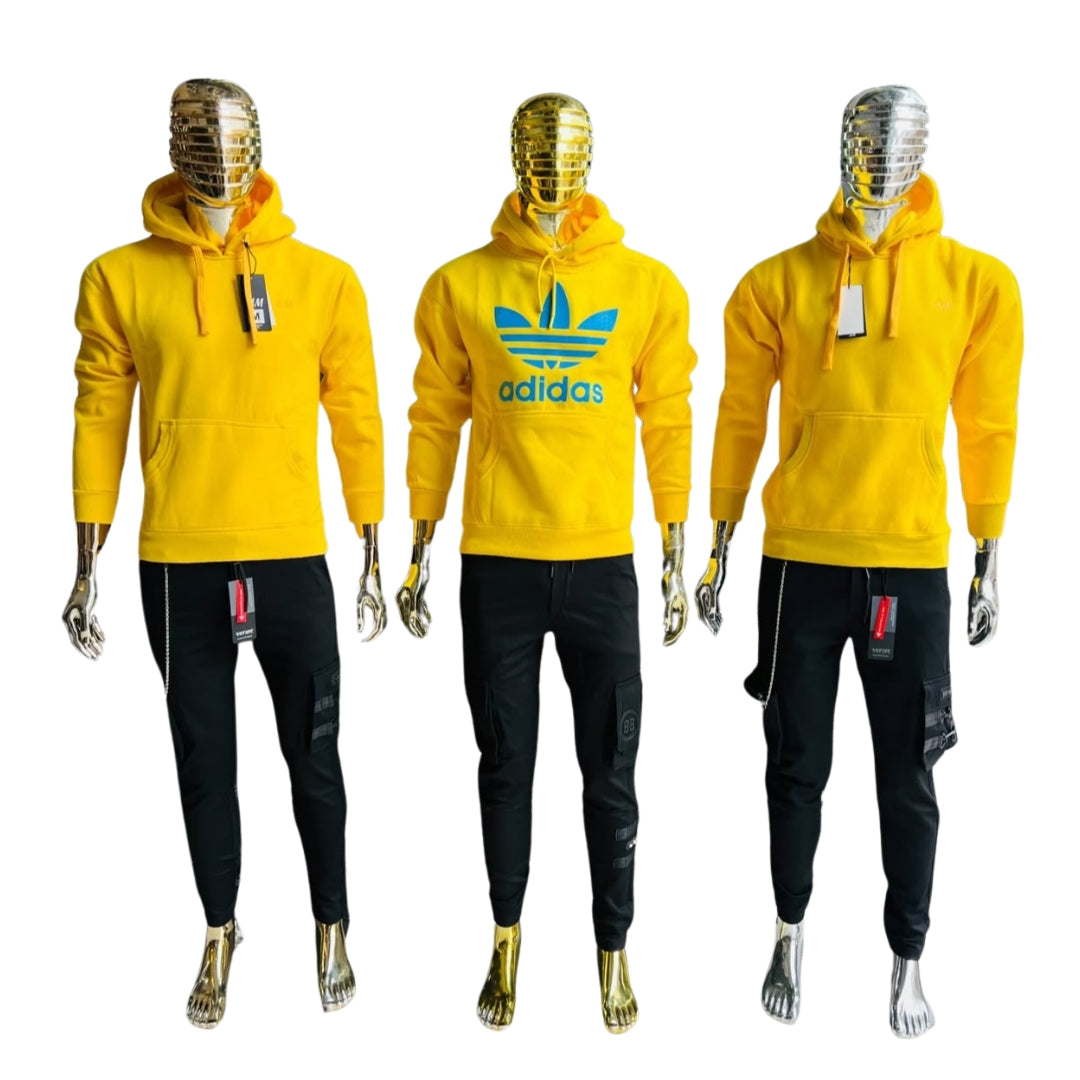 Yellow Hoodie & Black Jogger Set – Street Style Edition