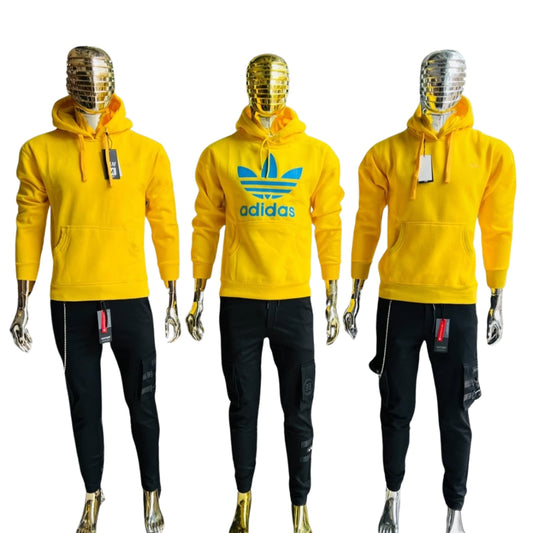 Yellow Hoodie & Black Jogger Set – Street Style Edition