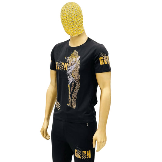Black Cheetah Print Tracksuit – Bold & Sporty Edition
