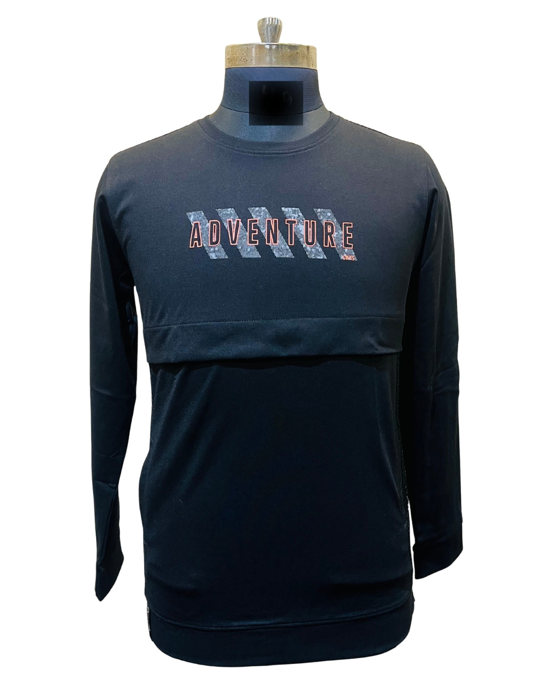 Black Long Sleeve Adventure T-Shirt for Men | Trendy Front & Back Graphic
